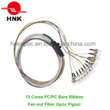 12 Cores FC PC Ribbon Fan-out Pigtail